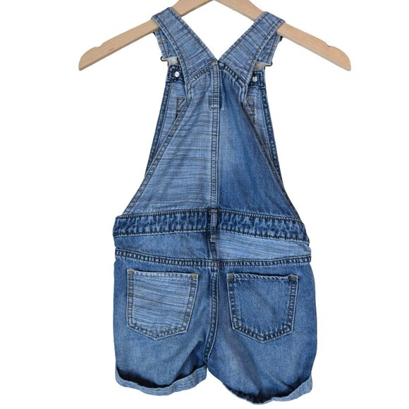 GAP Denim Shortalls Two Toned Denim Kids S Distressed Overall Retro 6-7 Y - Picture 2 of 9